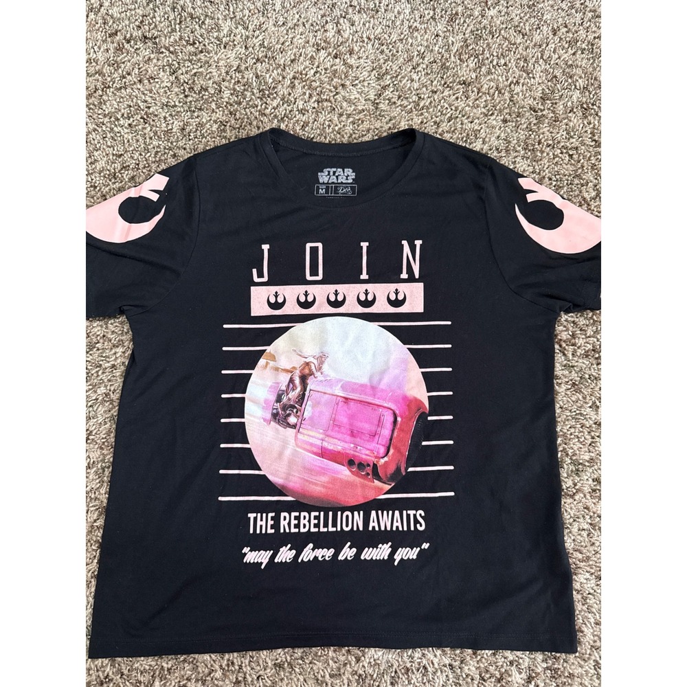 Star Wars Rey Speeder Join The Rebellion Graphic Tee Black Y2K Womens Medium
